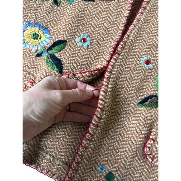 Soft Surroundings Embroidered Jewel Beaded Lambswool Angora Blazer Cardigan Size - Picture 5 of 11